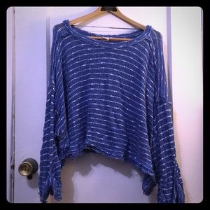 We the free blue striped slouchy gray sweater med